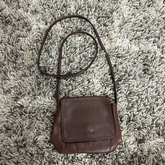 Nine West Brown Leather Crossbody Flap Purse 2000s Y2k Vintage - Picture 1 of 11
